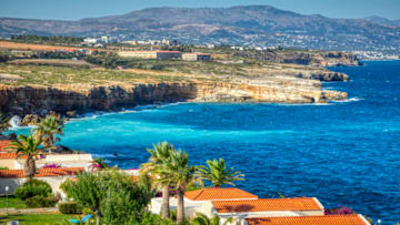 PANORMOS IN RETHYMNO, GREECE - AUGUST 8: (EDITORS NOTE: Image is a digital [High Dynamic Range, HDR] composite.) General view of the Kamara beach on August 8, 2020 in Panormos in Rethymno, Greece. (Photo by Laszlo Szirtesi/Getty Images)
