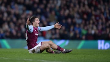 BIRMINGHAM, ENGLAND - MARCH 13: Jack Grealish of Aston Villa reacts during the Sky Bet Championship match between Aston Villa and Queens Park Rangers at Villa Park on March 13, 2018 in Birmingham, England. (Photo by Nathan Stirk/Getty Images,)