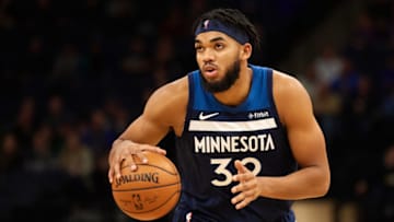 Karl-Anthony Towns of the Minnesota Timberwolves. (Photo by Hannah Foslien/Getty Images)