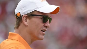 Oct 24, 2015; Tuscaloosa, AL, USA; Former Tennessee Volunteers and NFL quarterback Peyton Manning during pre game warmups before the start of the game against the Alabama Crimson Tide at Bryant-Denny Stadium. Mandatory Credit: John David Mercer-USA TODAY Sports