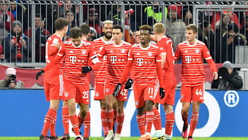 Bayern Munich players celebrating goal against Union Berlin on Sunday.(Photo by Franz Kirchmayr/SEPA.Media /Getty Images)