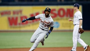 ST PETERSBURG, FL - JULY 11: Niko Goodrum #28 of the Detroit Tigers runs the bases during a game against the Tampa Bay Rays at Tropicana Field on July 11, 2018 in St Petersburg, Florida. The Rays won 4-2. (Photo by Joe Robbins/Getty Images)