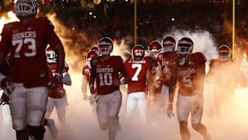 Jan 2, 2017; New Orleans , LA, USA; The Oklahoma Sooners enter the playing field before the 2017 Sugar Bowl against the Auburn Tigers at the Mercedes-Benz Superdome. Mandatory Credit: Derick E. Hingle-USA TODAY Sports