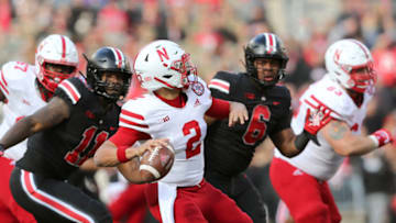 Nov 3, 2018; Columbus, OH, USA; Nebraska Cornhuskers quarterback Adrian Martinez (2) throws during the fourth quarter against the Ohio State Buckeyes at Ohio Stadium. Mandatory Credit: Joe Maiorana-USA TODAY Sports