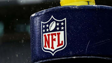 SEATTLE, WA - JANUARY 18: Detail image of the NFL logo on a goal post before the 2015 NFC Championship game between the Seattle Seahawks and the Green Bay Packers at CenturyLink Field on January 18, 2015 in Seattle, Washington. (Photo by Ronald Martinez/Getty Images)