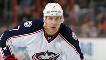 PHILADELPHIA, PA - DECEMBER 05: Jack Johnson #7 of the Columbus Blue Jackets looks on against the Philadelphia Flyers on December 5, 2015 at the Wells Fargo Center in Philadelphia, Pennsylvania. (Photo by Len Redkoles/NHLI via Getty Images)