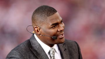SAN FRANCISCO, CA - DECEMBER 23: ESPN personality Keyshawn Johnson looks on before the last regular season game played at Candlestick Park between the San Francisco 49ers and the Atlanta Falcons on December 23, 2013 in San Francisco, California. (Photo by Stephen Dunn/Getty Images)