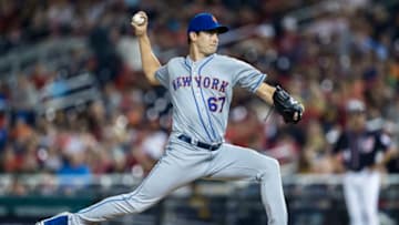 WASHINGTON, DC - SEPTEMBER 21: Seth Lugo #67 of the New York Mets pitches against the Washington Nationals during the eighth inning at Nationals Park on September 21, 2018 in Washington, DC. (Photo by Scott Taetsch/Getty Images)