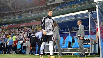 SOCHI, RUSSIA - JUNE 23: Mesut Oezil of Germany walks on the pitch prior to the 2018 FIFA World Cup Russia group F match between Germany and Sweden at Fisht Stadium on June 23, 2018 in Sochi, Russia. (Photo by Alexander Hassenstein/Getty Images)