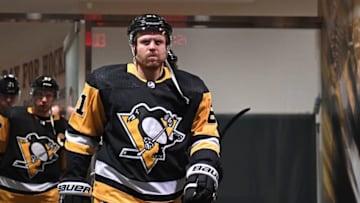 PITTSBURGH, PA - APRIL 14: Phil Kessel #81 of the Pittsburgh Penguins takes the ice against the New York Islanders in Game Three of the Eastern Conference First Round during the 2019 NHL Stanley Cup Playoffs at PPG Paints Arena on April 14, 2019 in Pittsburgh, Pennsylvania. (Photo by Joe Sargent/NHLI via Getty Images)