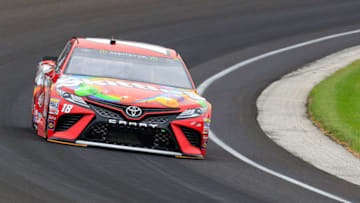 INDIANAPOLIS, IN - JULY 22: Kyle Busch, driver of the #18 Skittles Toyota, drives during practice for the Monster Energy NASCAR Cup Series Brickyard 400 at Indianapolis Motorspeedway on July 22, 2017 in Indianapolis, Indiana. (Photo by Daniel Shirey/Getty Images)