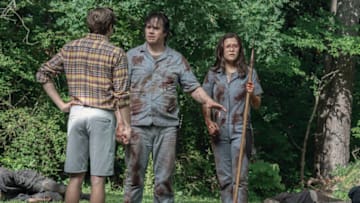 Josh McDermitt as Eugene Porter, Chelle Ramos as Stephanie, Teo Rapp-Olsson as Sebastian - The Walking Dead _ Season 11, Episode 7 - Photo Credit: Josh Stringer/AMC