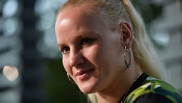 LAS VEGAS, NV - AUGUST 24: Valentina Shevchenko of Kyrgyzstan speaks to the media during the UFC 215