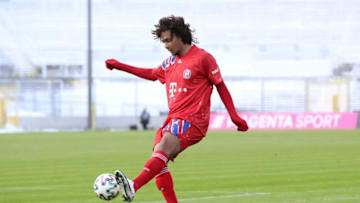 Bayern Munich striker Joshua Zirkzee strongly linked with two clubs. (Photo by Alexander Hassenstein/Getty Images for DFB)