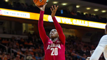 KNOXVILLE, TN - FEBRUARY 15: Alabama Crimson Tide forward Ashley Williams (20) takes a shot during a game between the Tennessee Lady Volunteers and Alabama Crimson Tide on February 15, 2018, at Thompson-Boling Arena in Knoxville, TN. (Photo by Bryan Lynn/Icon Sportswire via Getty Images)