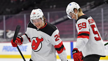 New Jersey Devils defenseman Ty Smith (24): (Eric Hartline-USA TODAY Sports)