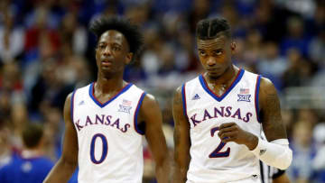 Kansas Jayhawks guards Marcus Garrett (0) and Lagerald Vick (2) - (Photo by Jamie Squire/Getty Images)