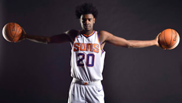 PHOENIX, AZ - SEPTEMBER 25: Josh Jackson #20 of the Phoenix Suns poses for a portrait at the Talking Stick Resort Arena in Phoenix, Arizona. NOTE TO USER: User expressly acknowledges and agrees that, by downloading and or using this Photograph, user is consenting to the terms and conditions of the Getty Images License Agreement. Mandatory Copyright Notice: Copyright 2017 NBAE (Photo by Barry Gossage/NBAE via Getty Images)