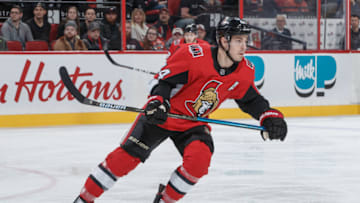 OTTAWA, ON - DECEMBER 21: Jean-Gabriel Pageau #44 of the Ottawa Senators skates against the Philadelphia Flyers at Canadian Tire Centre on December 21, 2019 in Ottawa, Ontario, Canada. (Photo by Andre Ringuette/NHLI via Getty Images)
