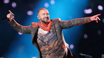 MINNEAPOLIS, MN - FEBRUARY 04: Recording artist Justin Timberlake performs onstage during the Pepsi Super Bowl LII Halftime Show at U.S. Bank Stadium on February 4, 2018 in Minneapolis, Minnesota. (Photo by Christopher Polk/Getty Images)