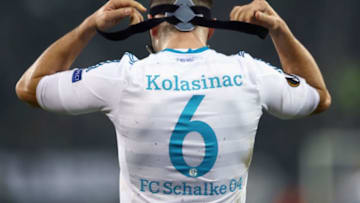 MOENCHENGLADBACH, GERMANY - MARCH 16: Sead Kolasinac of Schalke reacts after the UEFA Europa League Round of 16 second leg match between Borussia Moenchengladbach and FC Schalke 04 at Borussia Park Stadium on March 16, 2017 in Moenchengladbach, Germany. (Photo by Alex Grimm/Bongarts/Getty Images )