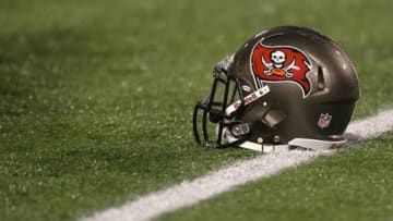 Oct 25, 2012; Minneapolis, MN, USA; A Tampa Bay Buccaneers helmet against the Minnesota Vikings at the Metrodome. The Buccaneers defeated the Vikings 36-17. Mandatory Credit: Brace Hemmelgarn-USA TODAY Sports