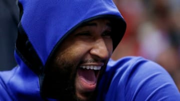 MIAMI, FLORIDA - FEBRUARY 27: DeMarcus Cousins #0 of the Golden State Warriors looks on against the Miami Heat at American Airlines Arena on February 27, 2019 in Miami, Florida. NOTE TO USER: User expressly acknowledges and agrees that, by downloading and or using this photograph, User is consenting to the terms and conditions of the Getty Images License Agreement. (Photo by Michael Reaves/Getty Images)