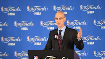 June 2, 2016; Oakland, CA, USA; NBA commissioner Adam Silver speaks to media before the Golden State Warriors play against the Cleveland Cavaliers in game one of the NBA Finals at Oracle Arena. Mandatory Credit: Bob Donnan-USA TODAY Sports