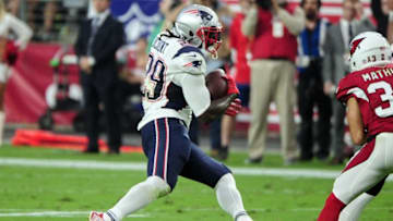 LeGarrette Blount (29) cuts in Week 1. How many New England Patriots snap counts will he see against the Dolphins? Credit: Matt Kartozian-USA TODAY Sports