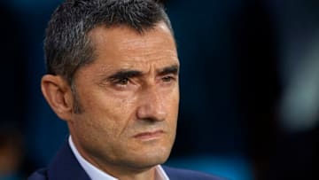 BARCELONA, SPAIN - AUGUST 18: Ernesto Valverde, Manager of FC Barcelona looks on prior the La Liga match between FC Barcelona and Deportivo Alaves at Camp Nou on August 18, 2018 in Barcelona, Spain. (Photo by Quality Sport Images/Getty Images)
