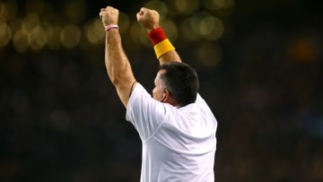 Sep 25, 2014; Tempe, AZ, USA; Arizona State Sun Devils head coach Todd Graham reacts against the UCLA Bruins at Sun Devil Stadium. UCLA defeated Arizona State 62-27. Mandatory Credit: Mark J. Rebilas-USA TODAY Sports