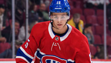 MONTREAL, QC - SEPTEMBER 26: Montreal Canadiens center Jesperi Kotkaniemi (15) skates during the warm-up of the NHL preseason game between the Toronto Maple Leafs and the Montreal Canadiens on September 16, 2018, at the Bell Centre in Montreal, QC (Photo by Vincent Ethier/Icon Sportswire via Getty Images)