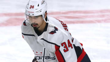 Jan 27, 2020; Montreal, Quebec, CAN; Washington Capitals defenseman Jonas Siegenthaler (34) during the warm-up session before the game against Montreal Canadiens at Bell Centre. Mandatory Credit: Jean-Yves Ahern-USA TODAY Sports