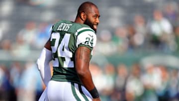 Dec 13, 2015; East Rutherford, NJ, USA; New York Jets corner back Darrelle Revis (24) stretches before a game against the Tennessee Titans at MetLife Stadium. Mandatory Credit: Brad Penner-USA TODAY Sports