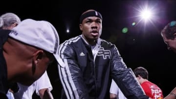 Oct 13, 2013; San Antonio, TX, USA; San Antonio Spurs forward Corey Maggette (14) is introduced prior to a preseason game against the Phoenix Suns at AT