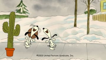 I WANT A DOG FOR CHRISTMAS, CHARLIE BROWN! - This holiday season, ABC once again airs the PEANUTS Christmas special "I Want a Dog for Christmas, Charlie Brown," produced and animated by the same team that gave us the other, now classic cartoon specials based on Charles M. Schulz's famed comic strip. "I Want a Dog for Christmas, Charlie Brown" airs SUNDAY, DEC. 22 (7:00-8:00 p.m. EST), on ABC. "I Want a Dog for Christmas, Charlie Brown" centers on ReRun, the lovable but ever-skeptical younger brother of Linus and Lucy. It's Christmas vacation and, as usual, ReRun's big sister is stressing him out, so he decides to turn to his best friend, Snoopy, for amusement and holiday cheer. However, his faithful but unpredictable beagle companion has plans of his own, giving ReRun reason to ask Snoopy to invite his canine brother Spike for a visit. When Spike shows up, it looks like ReRun will have a dog for Christmas after all - but then the real trouble begins. (© 2003 United Feature Syndicate Inc.)
