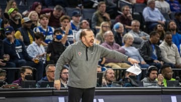 MINNEAPOLIS, MN - NOVEMBER 07: New York Knicks head coach Tom Thibodeau directs his team in the first quarter of the game against the Minnesota Timberwolves at Target Center on November 7, 2022 in Minneapolis, Minnesota. NOTE TO USER: User expressly acknowledges and agrees that, by downloading and or using this photograph, User is consenting to the terms and conditions of the Getty Images License Agreement. (Photo by Stephen Maturen/Getty Images)