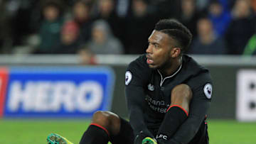 Injured Daniel Sturridge during the Premier League match between Sunderland and Liverpool on January 2, 2017. (Photo credit LINDSEY PARNABY/AFP/Getty Images)