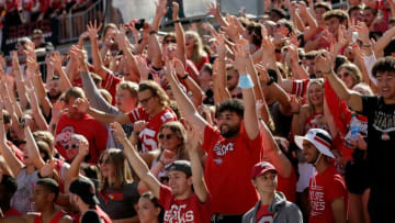 Fans in the south stands cheer during Saturday's NCAA Division I football game between the Ohio State Buckeyes and the Maryland Terrapins at Ohio Stadium in Columbus on October 9, 2021.Osu21mary Bjp 759