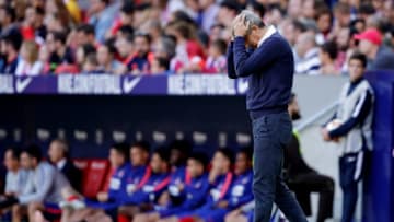 MADRID, SPAIN - OCTOBER 7: coach Quique Setien of Real Betis during the La Liga Santander match between Atletico Madrid v Real Betis Sevilla at the Estadio Wanda Metropolitano on October 7, 2018 in Madrid Spain (Photo by David S. Bustamante/Soccrates/Getty Images)