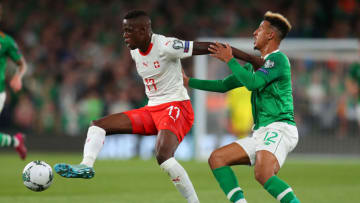 DUBLIN, IRELAND - SEPTEMBER 05: Callum Robinson of Republic of Ireland battles with Denis Zakaria of Switzerland during the UEFA Euro 2020 qualifier between Republic of Ireland and Switzerland at Aviva Stadium on September 05, 2019 in Dublin, Ireland. (Photo by Catherine Ivill/Getty Images)