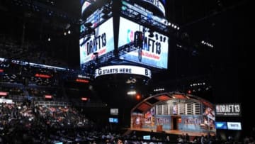 Jun 27, 2013; Brooklyn, NY, USA; A general view of the arena during the 2013 NBA Draft at the Barclays Center. Mandatory Credit: Joe Camporeale-USA TODAY Sports