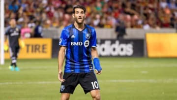 Jul 9, 2016; Sandy, UT, USA; Montreal Impact midfielder Ignacio Piatti (10) during the second half against Real Salt Lake at Rio Tinto Stadium. The match ended in a 1-1 draw. Mandatory Credit: Russ Isabella-USA TODAY Sports