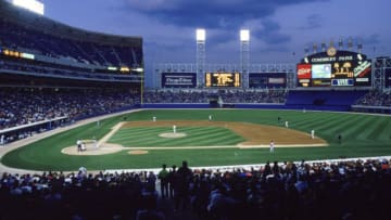 Jun 1993: A general view of Comiskey Park taken at night during a Chicago White Sox game in Chicago, Illinois. Mandatory Credit: Jonathan Daniel /Allsport