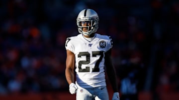 DENVER, CO - DECEMBER 29: Cornerback Trayvon Mullen #27 of the Oakland Raiders looks on form the field against the Denver Broncos during the second quarter at Empower Field at Mile High on December 29, 2019 in Denver, Colorado. The Broncos defeated the Raiders 16-15. (Photo by Justin Edmonds/Getty Images)