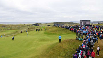 PORTRUSH, NORTHERN IRELAND - JULY 17: General view of the 16th hole during a practice round prior to the 148th Open Championship held on the Dunluce Links at Royal Portrush Golf Club on July 17, 2019 in Portrush, United Kingdom. (Photo by Stuart Franklin/Getty Images)