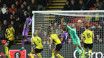 WATFORD, ENGLAND - JANUARY 01: Davinson Sanchez of Tottenham Hotspur scores their side's first goal during the Premier League match between Watford and Tottenham Hotspur at Vicarage Road on January 01, 2022 in Watford, England. (Photo by Richard Heathcote/Getty Images)