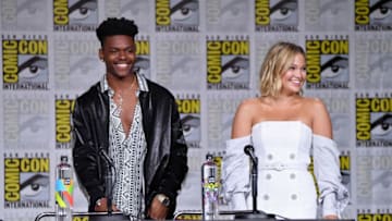 SAN DIEGO, CA - JULY 20: Aubrey Joseph (L) and Olivia Holt speak onstage at Marvel Television: "Marvel's Cloak & Dagger" panel during Comic-Con International 2018 at San Diego Convention Center on July 20, 2018 in San Diego, California. (Photo by Mike Coppola/Getty Images)