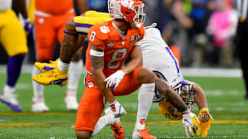 NEW ORLEANS, LOUISIANA - JANUARY 13: Ja'Marr Chase #1 of the LSU Tigers does a rising handspring after a play during the fourth quarter of the College Football Playoff National Championship game at the Mercedes Benz Superdome on January 13, 2020 in New Orleans, Louisiana. The LSU Tigers topped the Clemson Tigers, 42-25. (Photo by Alika Jenner/Getty Images)