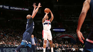 WASHINGTON, DC - MARCH 13: Bradley Beal #3 of the Washington Wizards shoots the ball against the Minnesota Timberwolves. Copyright 2018 NBAE (Photo by Ned Dishman/NBAE via Getty Images)